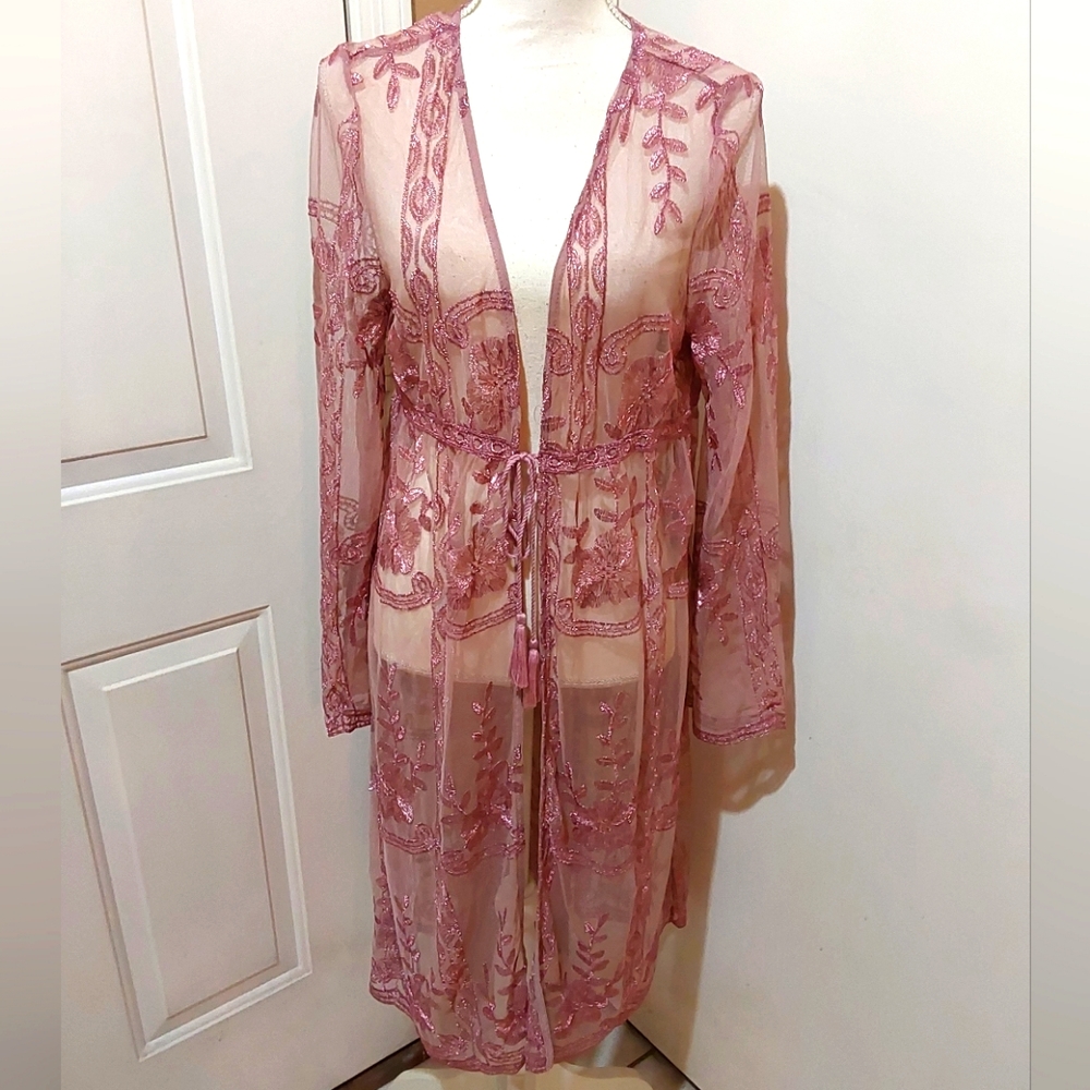🌺 Like New Haute Monde Maxi Sheer Coverup/Duster/Kimono